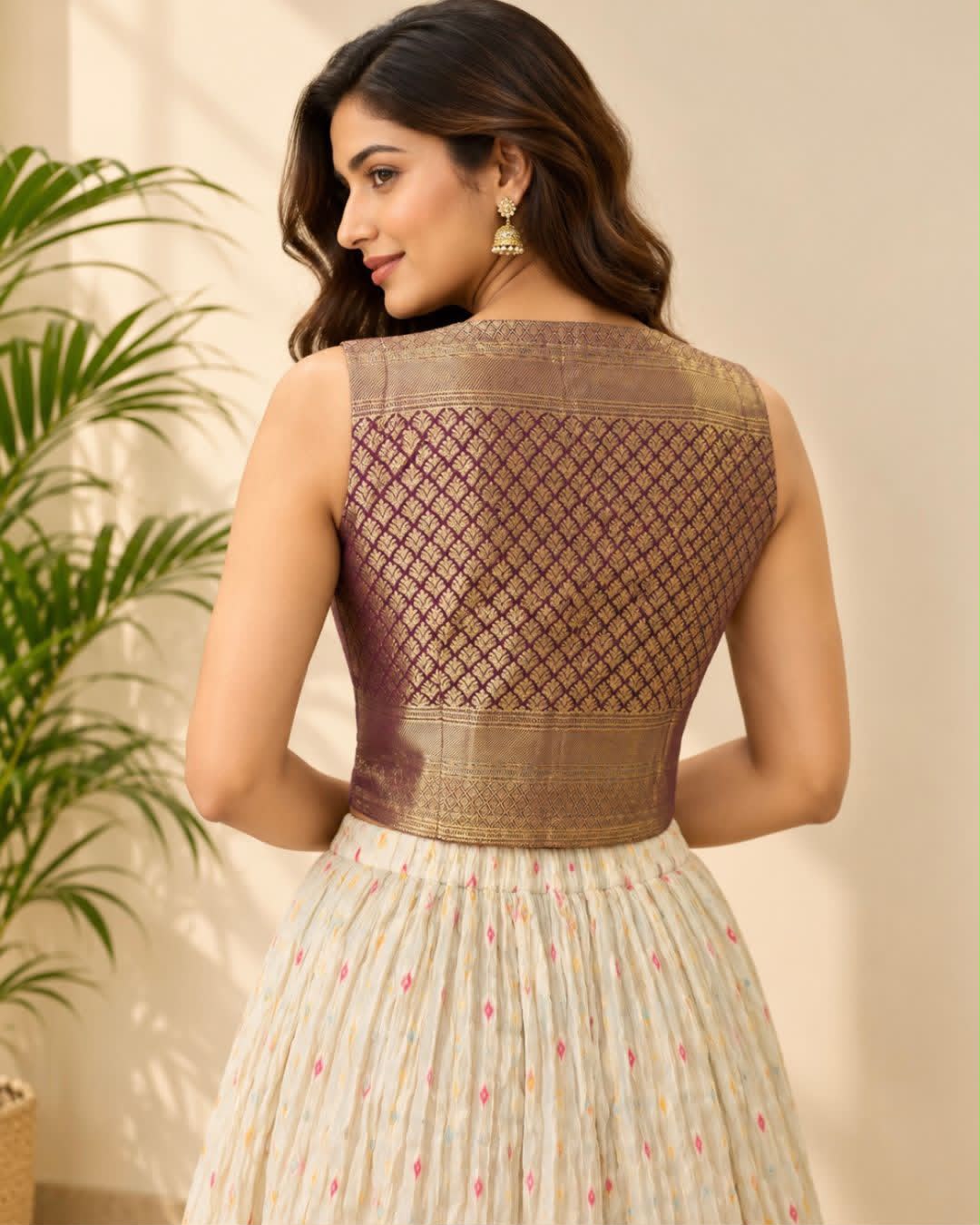 Purple Brocade Georgette Benarasi Silk Blouse