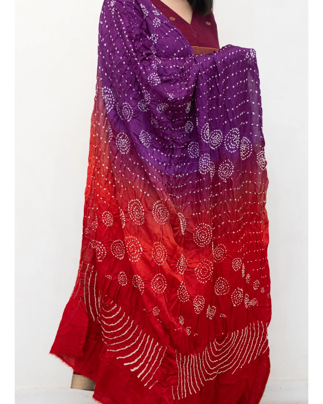 Red Shadedbandhini Gajji Silk Dupatta