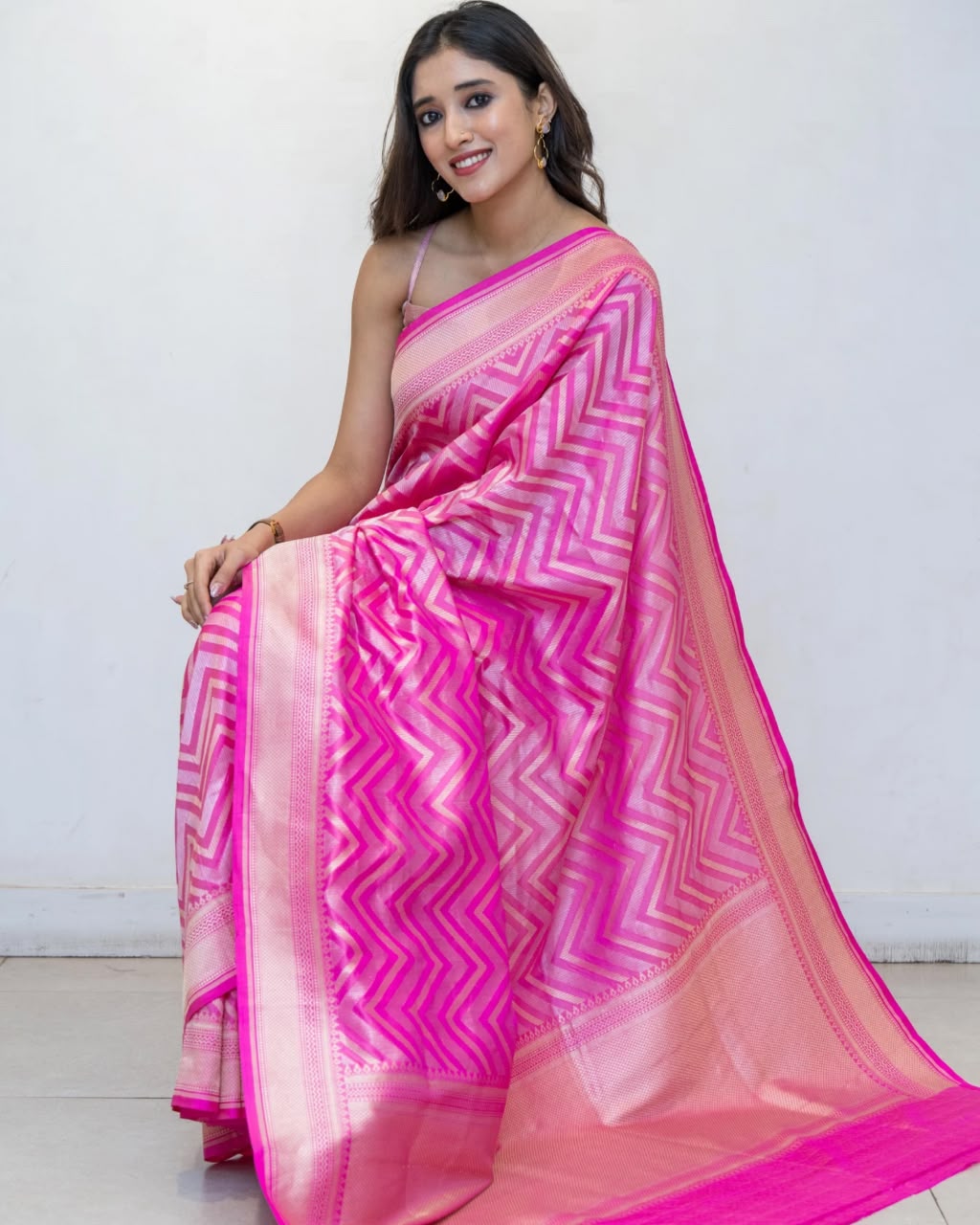 Pink Banarasi Silk Saree