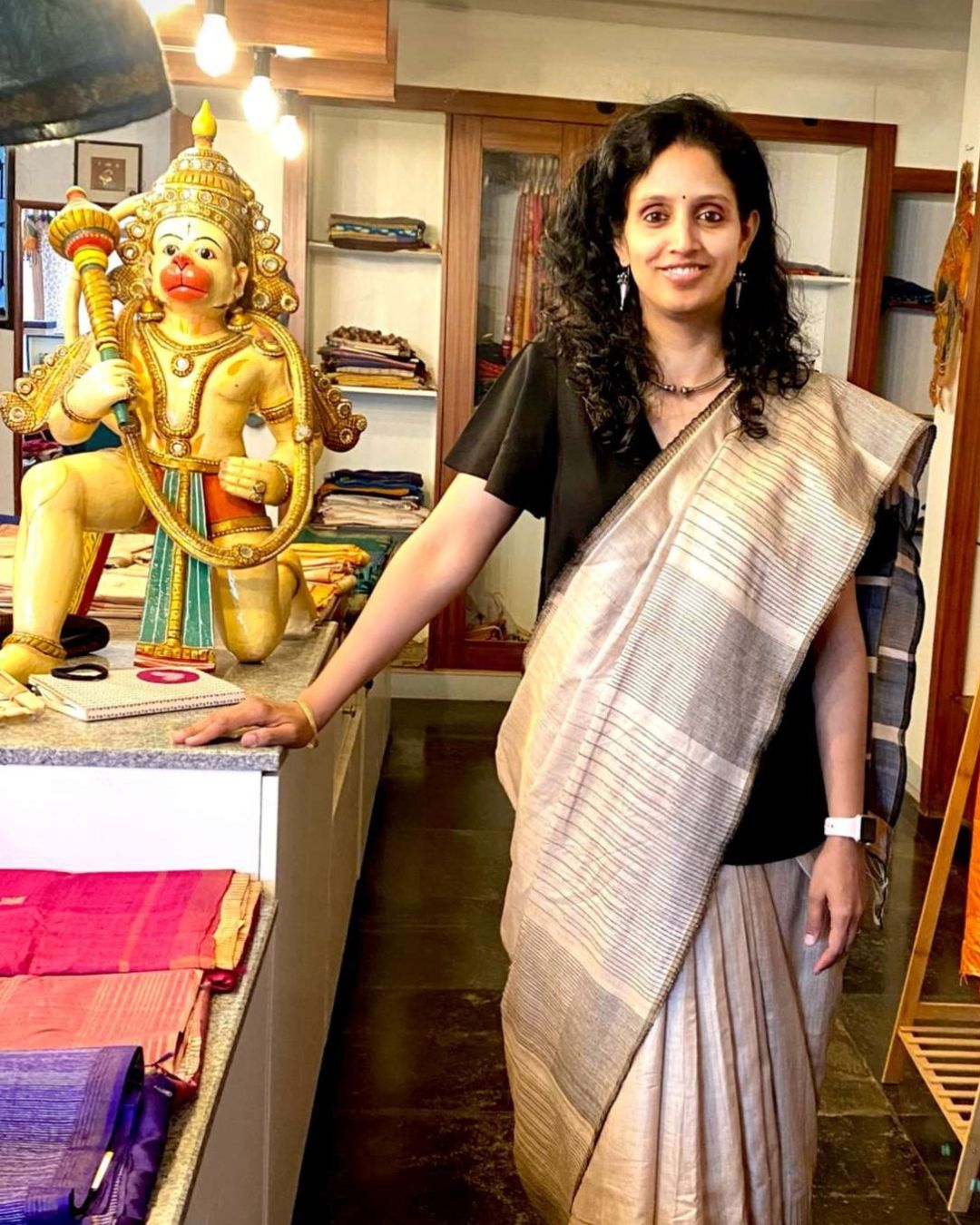 Beige Blk Rocket Unma Chattisgarh Tussar Saree