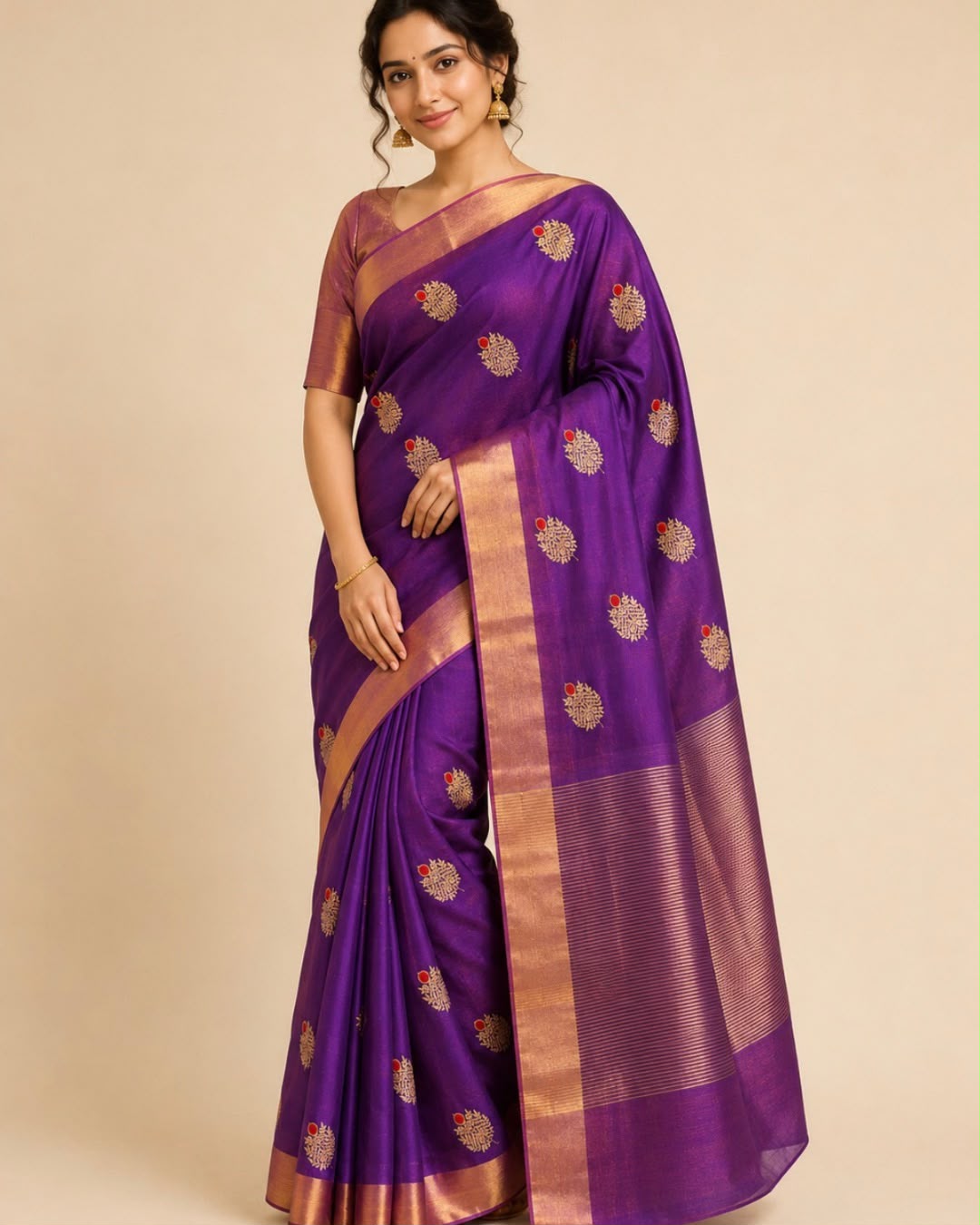 Purple Chanderi Silk Saree