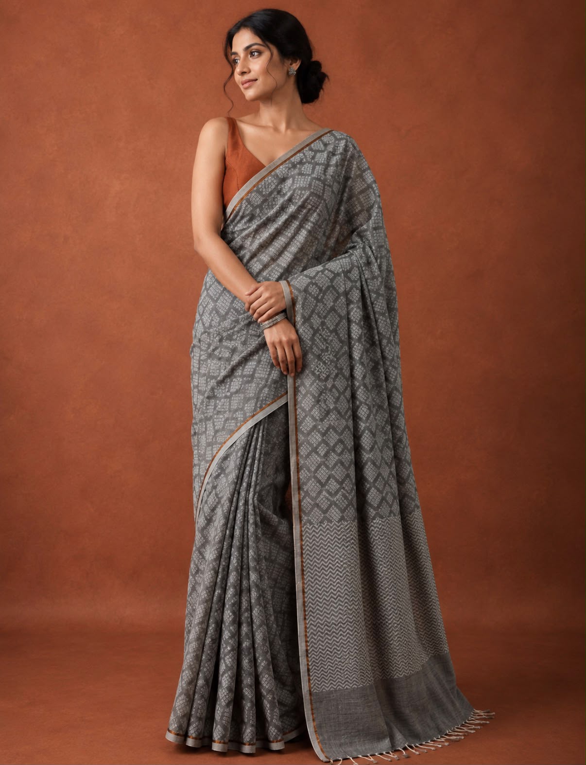 Charcole Black Jamdani Saree