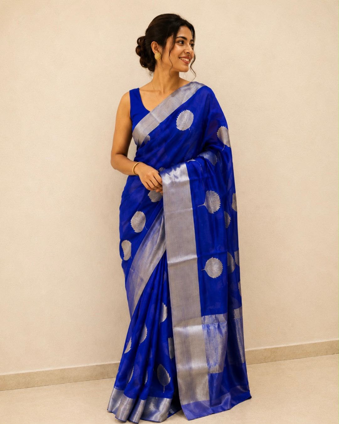 Blue Chanderi Silk Saree