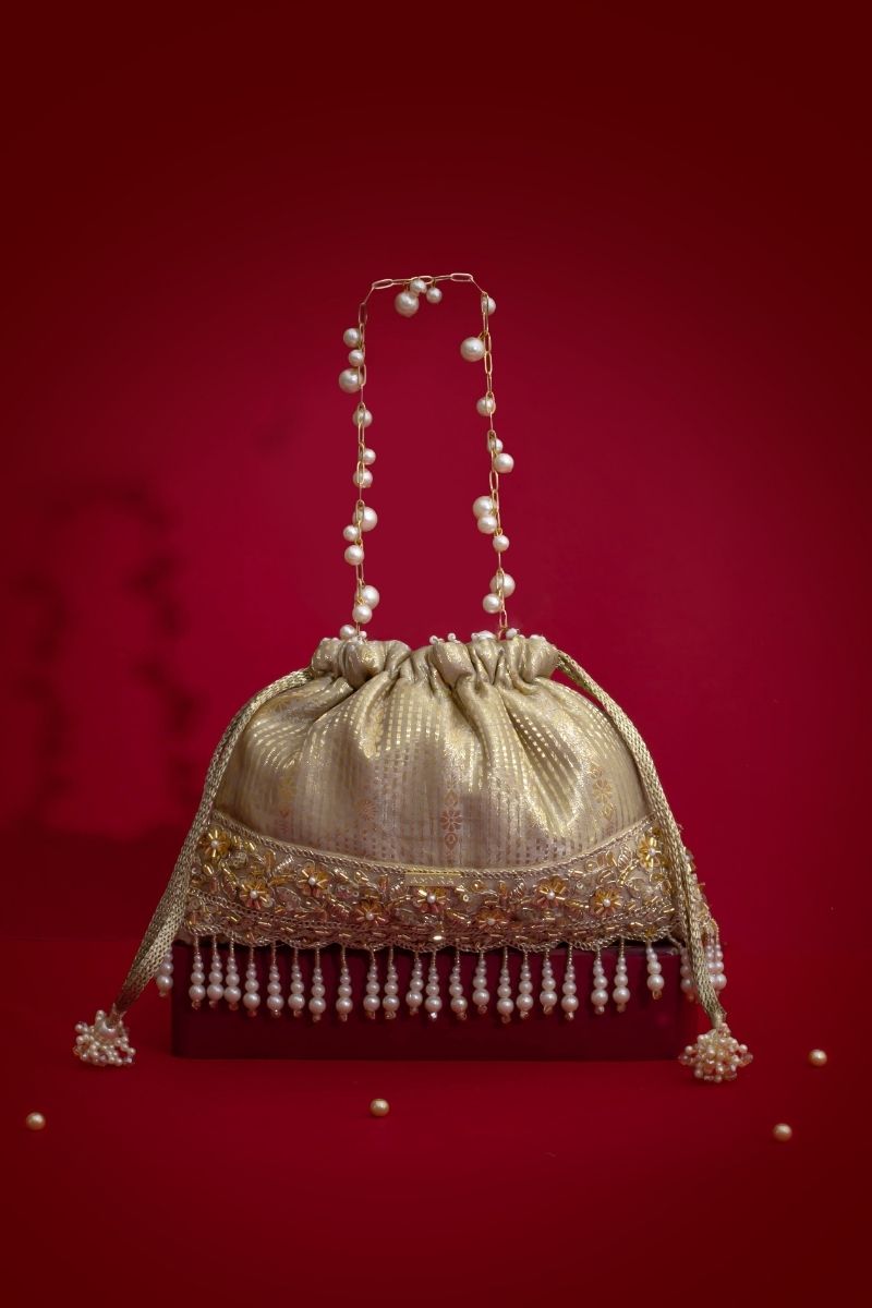 Vivaah Embellished Potli - Grey- AM-BC-0625_0002