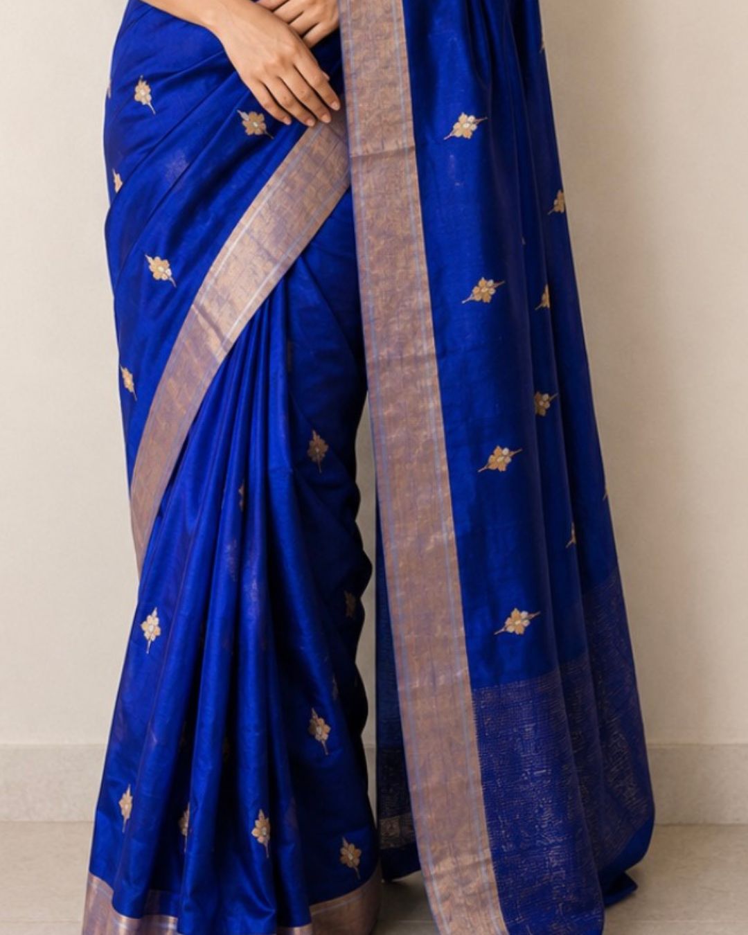 Blue Chanderi Silk Saree