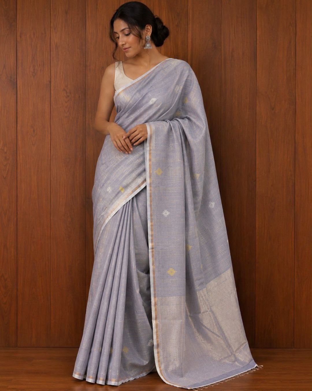 Lavender Tissue Jamdani Cotton Saree