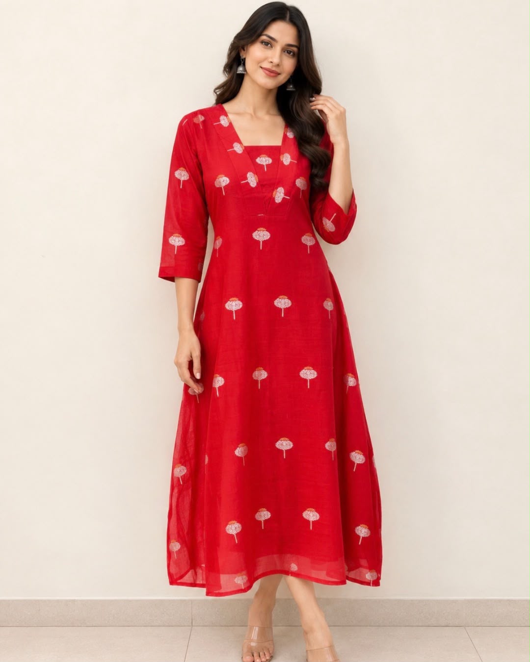 Pink Silver Gold Floral Buta Chanderi Silk Cotton Dress