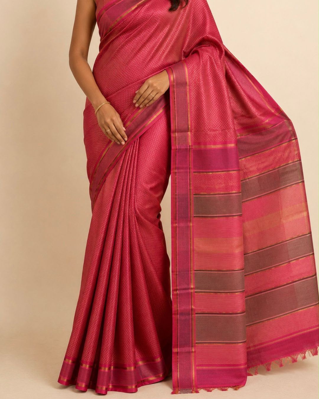Orange Thread woven Tussar Silk Saree