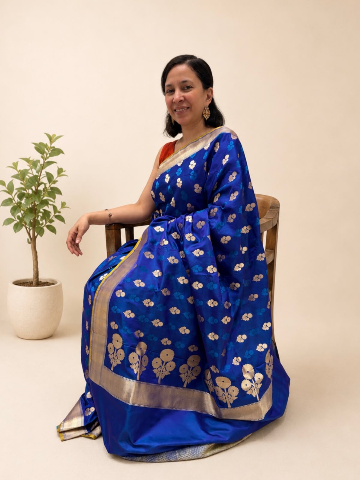 Blue Banarasi Tanchoi Silk Saree