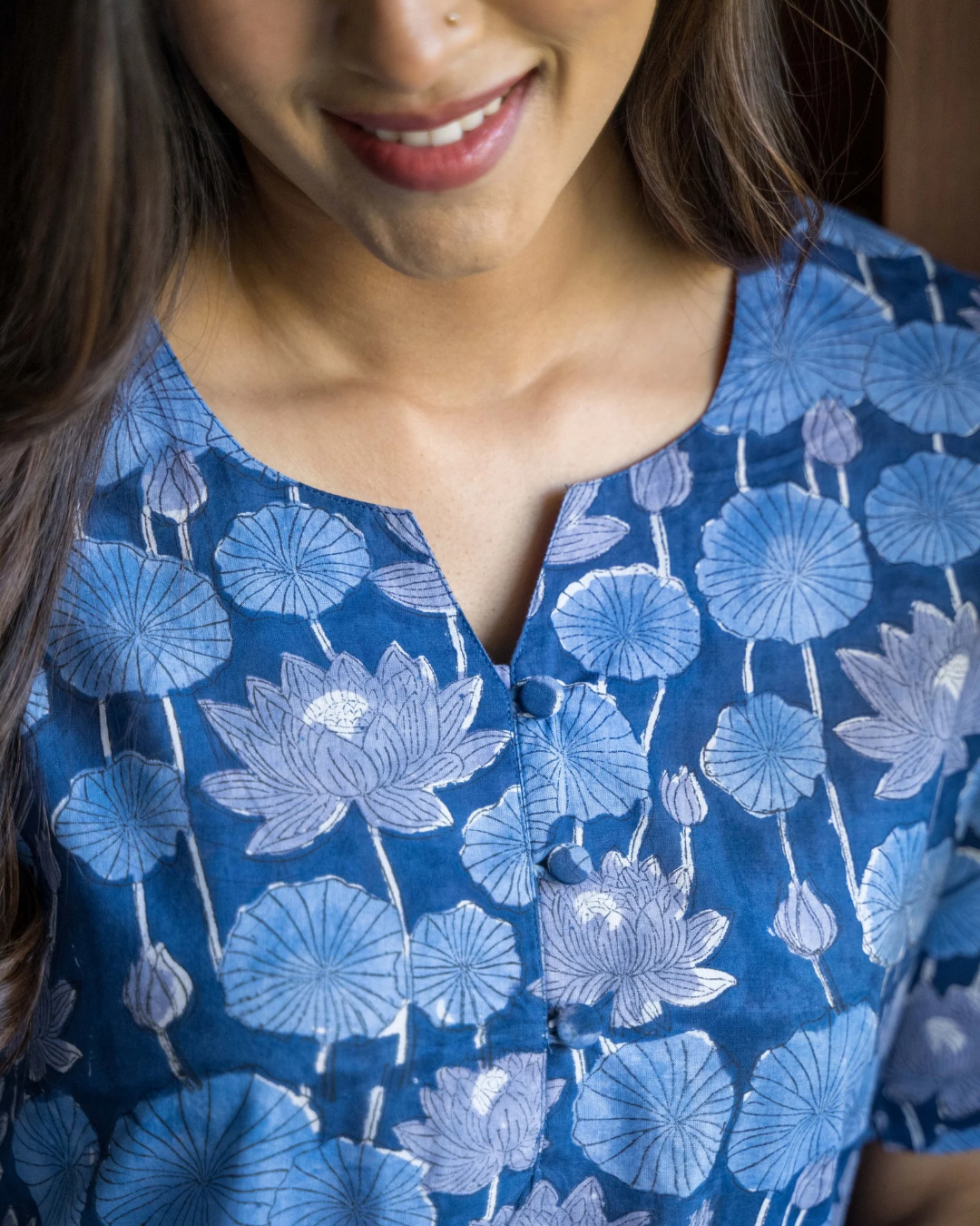 Blue Lotas Printed Cotton Dress