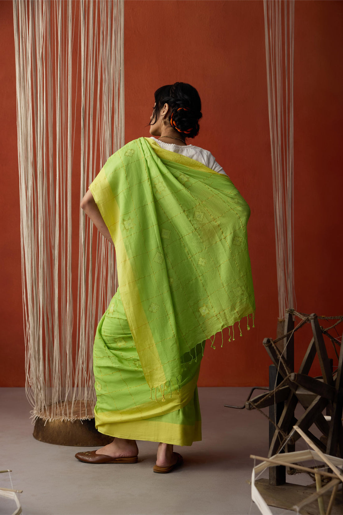Mint Green Jamdani Cotton Saree