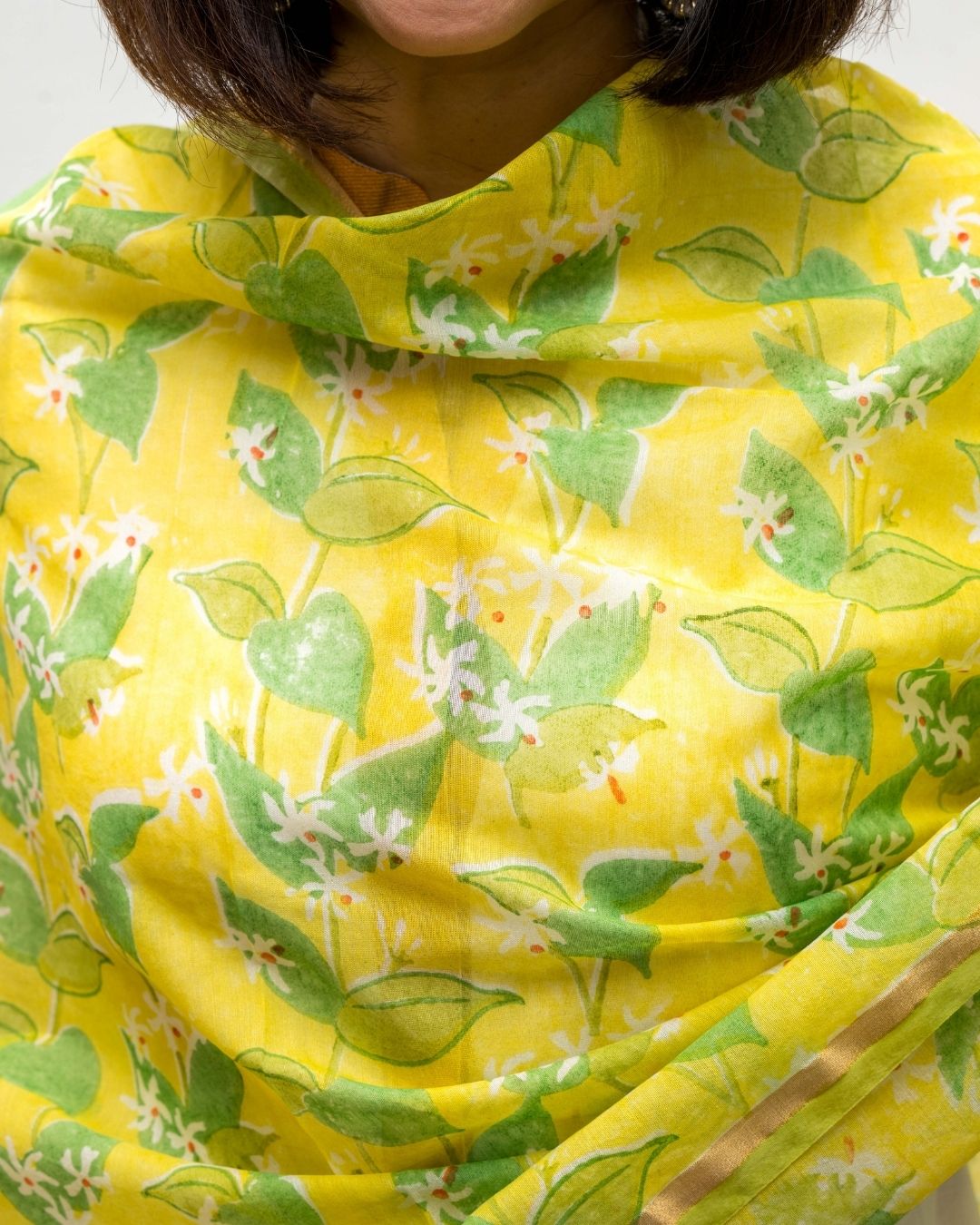 Green Floral Sulk Cotton Dupatta