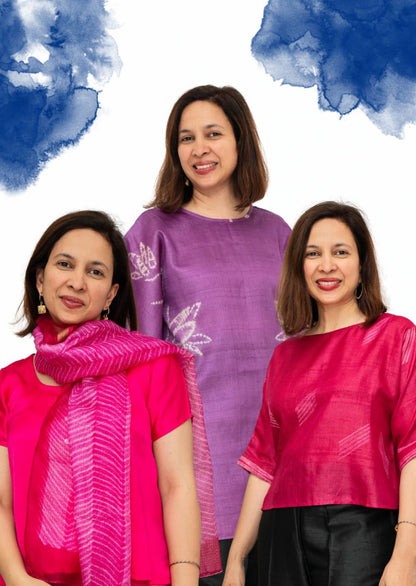 Purple Mura Shibori Tussar Silk Kaftan