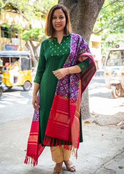 Purple Silk Ikat Dupatta
