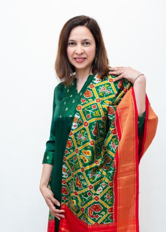 Green Silk Ikat Dupatta