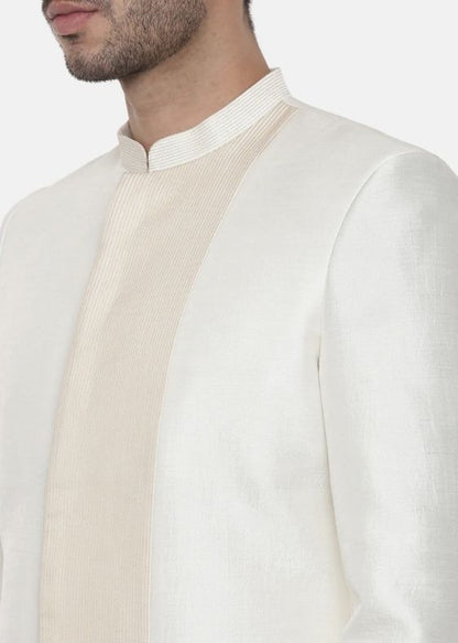 Classic Ivory Silk Sherwani - MMSHR022