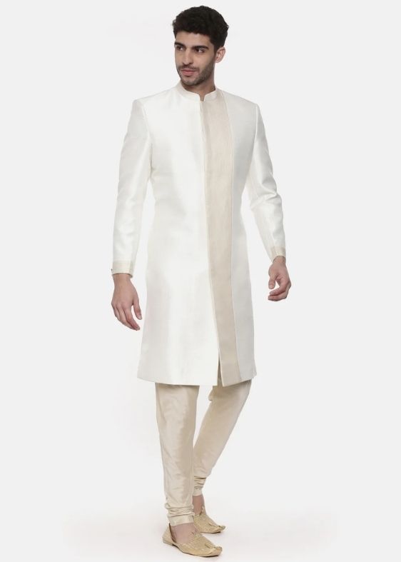 Classic Ivory Silk Sherwani - MMSHR022