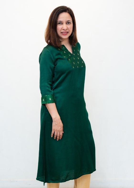 Green Brocade Long Kurta