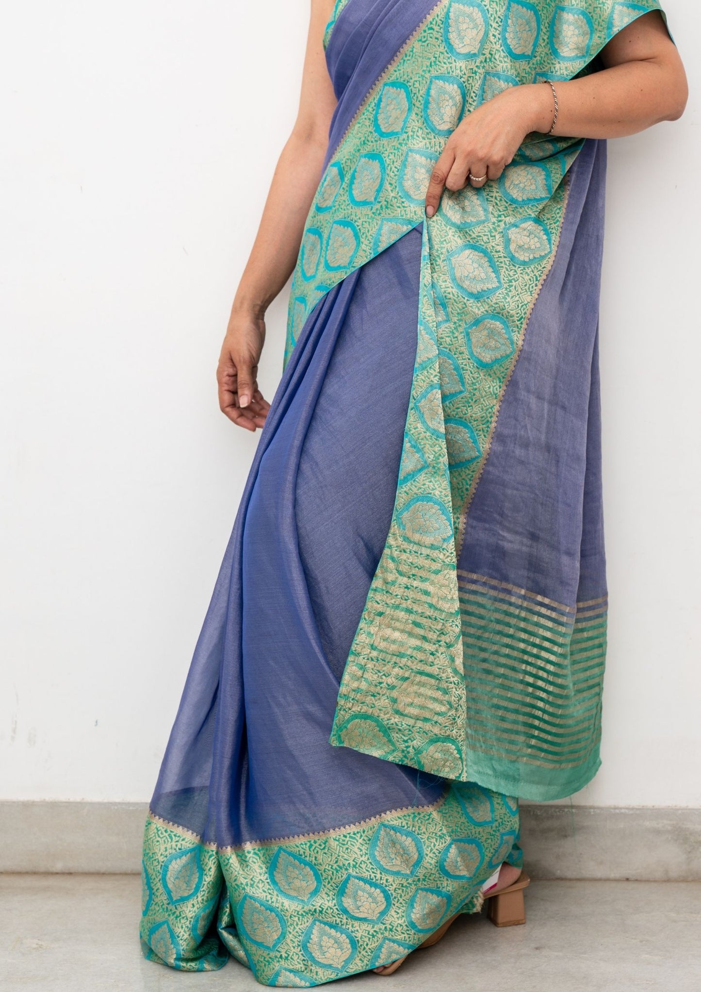 Teal Blue Silk Georgette Saree