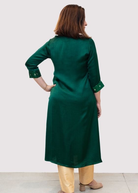 Green Brocade Long Kurta