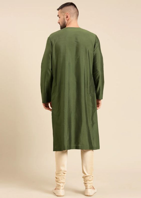 Green Silk Chanderi Kota Kurta