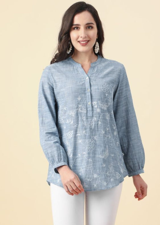 Blue Embroidery Top - SS 2262