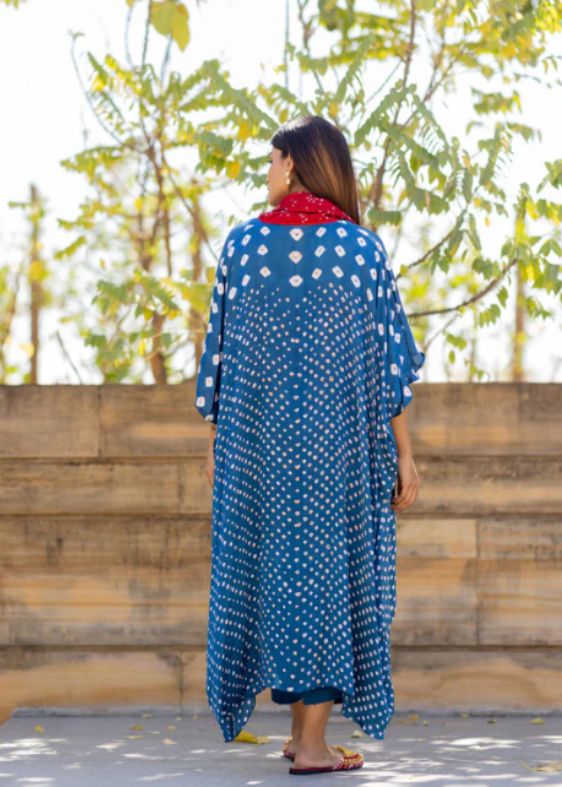 Blue overlap Cowl Top