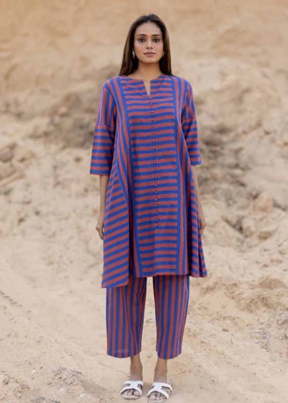 Rustic Indigo Stripes Co-ord Set