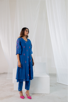 Cobalt Pink Seashore Kurta Set with Stole