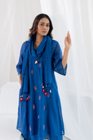 Cobalt Pink Seashore Kurta Set with Stole