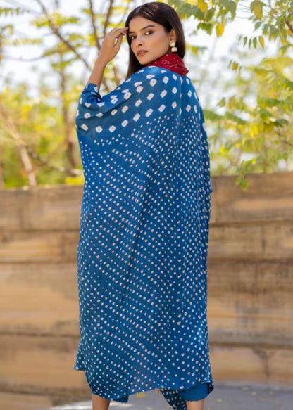 Blue overlap Cowl Top