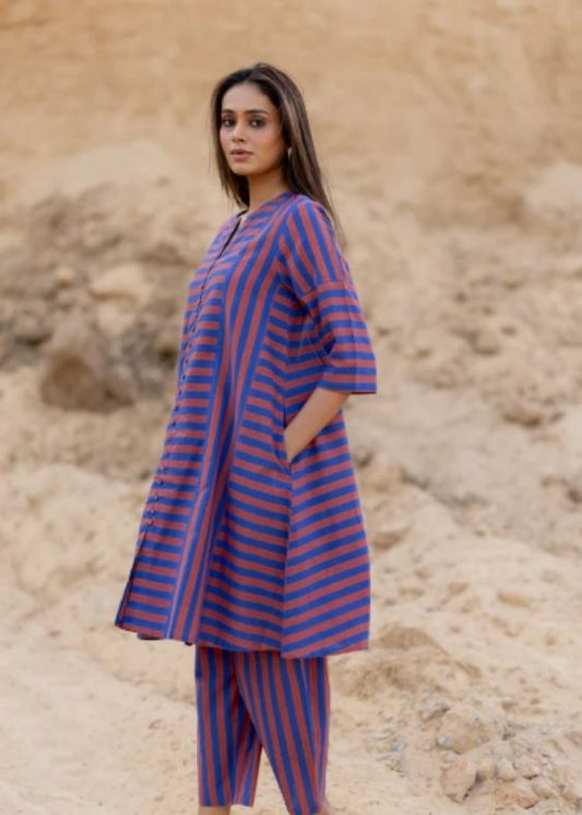 Rustic Indigo Stripes Co-ord Set