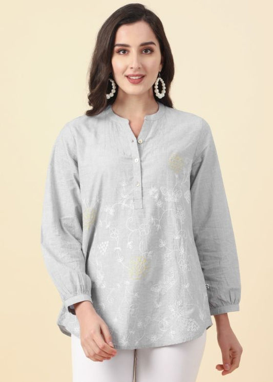Grey Embroidery Top - SS 2262