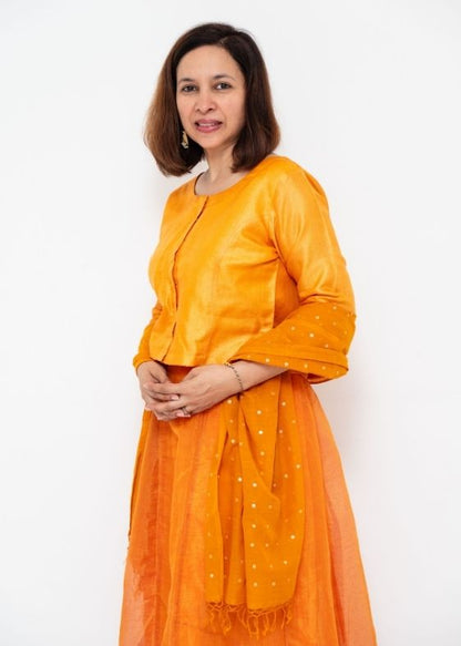 Golden Orange Silk Blouse