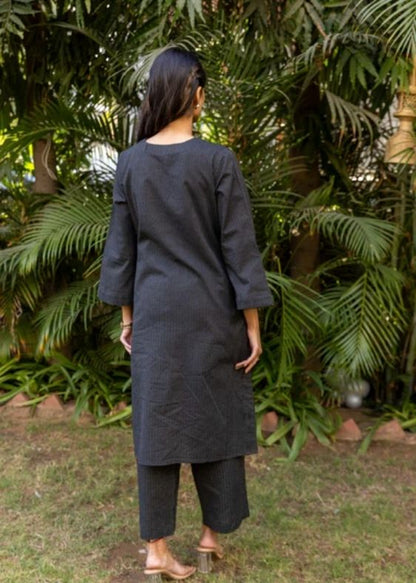 Cotton kantha co-ord set- Black