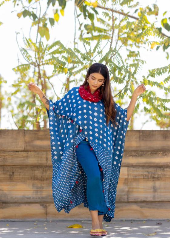Blue overlap Cowl Top
