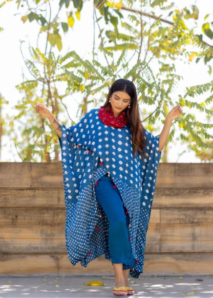 Blue overlap Cowl Top