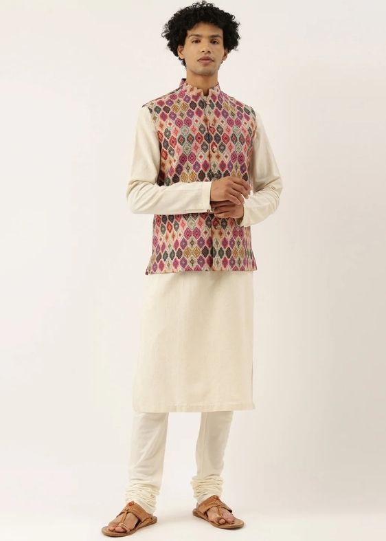 Printed Chanderi Jacket - MMWC0148