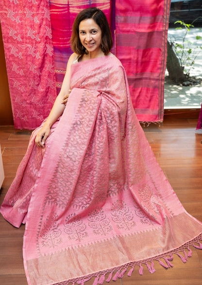 Pink Pratyusha Banarasi Cutwork Saree