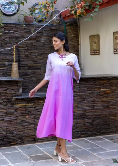 Long ombre Dress- Light Pink