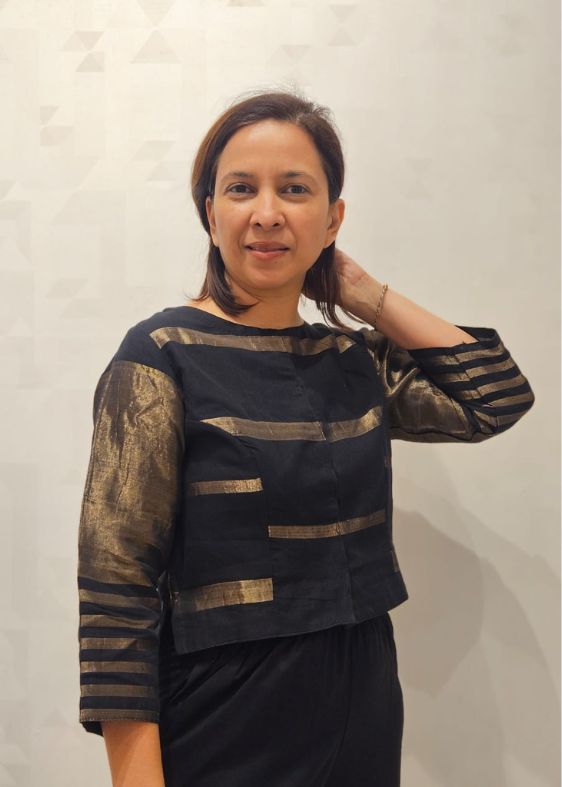 Black and Gold Fulia Cotton Stripes Blouse