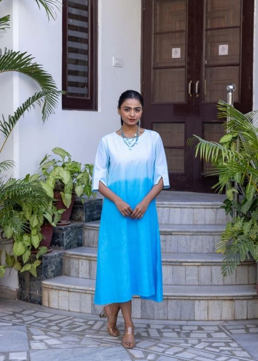 Long ombre Dress- Turquoise