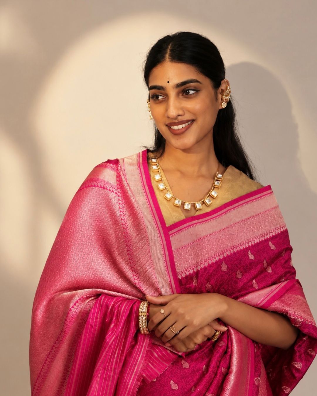 Pink Tanchoi Banarasi Silk Saree