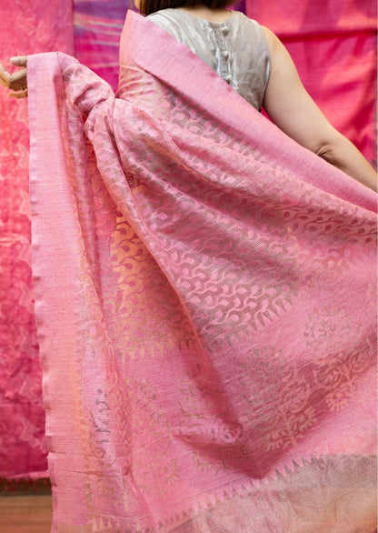 Pink Pratyusha Banarasi Cutwork Saree