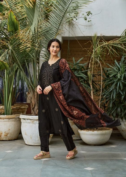 Black Chanderi Salwar Kurta