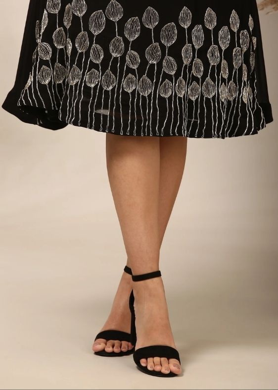 Black Silk Georgette Dress-AS0727