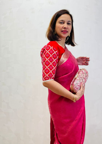 Pink Crepe Silk Saree