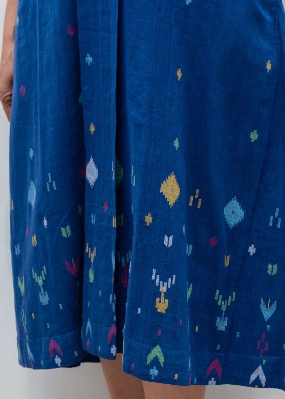 Blue Jamdani Collar Neck Dress