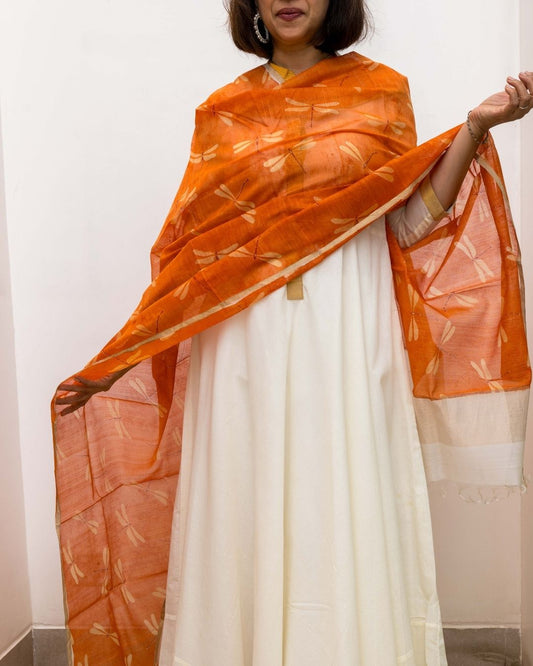 Orange Dragonfly Dupatta