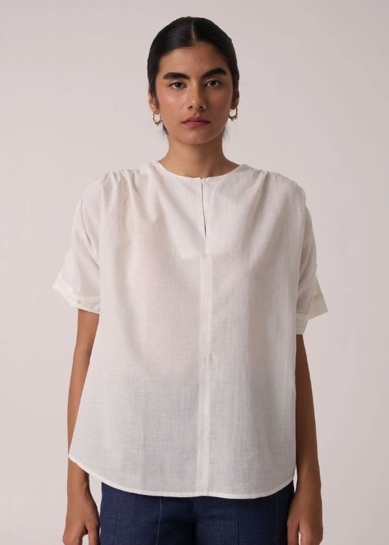 Simone Off White Cotton Top